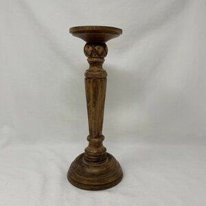 Carved Wooden 12" Candle Holder